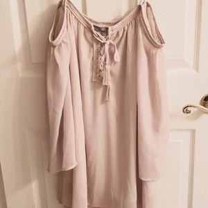 Purple snow cold shoulder dress